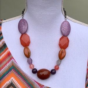 Pink, Purple and Orange Stone Necklace